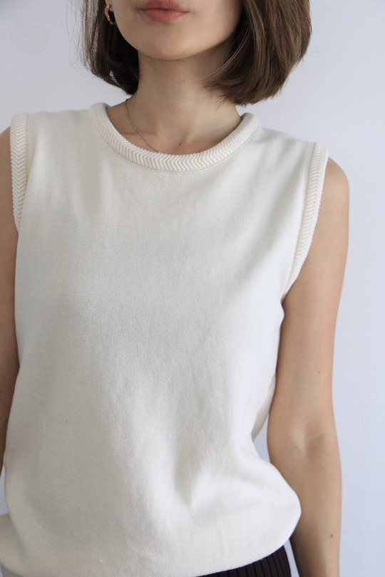 mila.vert knitted herringbone detail sleeveless top