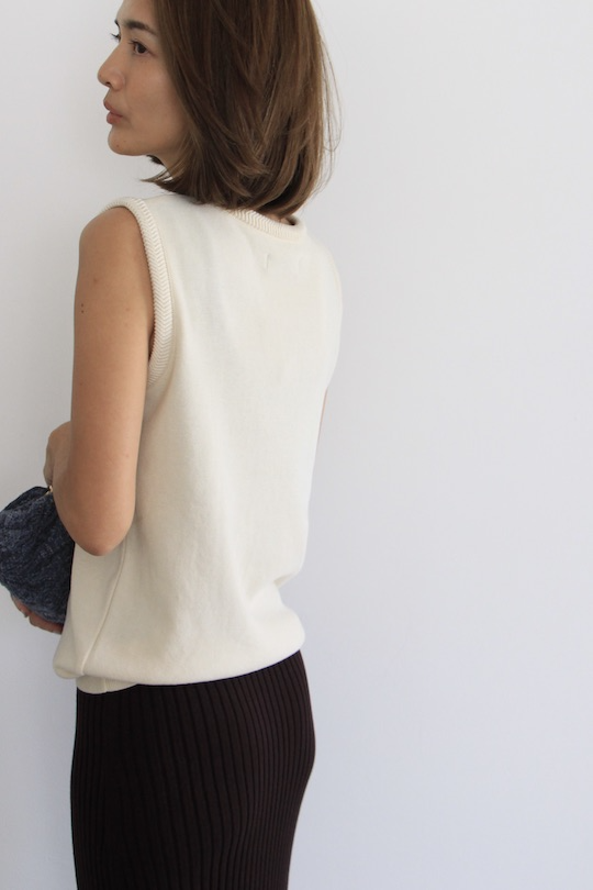 mila.vert knitted herringbone detail sleeveless top