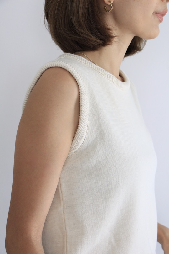 mila.vert knitted herringbone detail sleeveless top