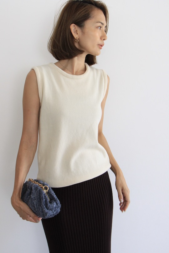 mila.vert knitted herringbone detail sleeveless top