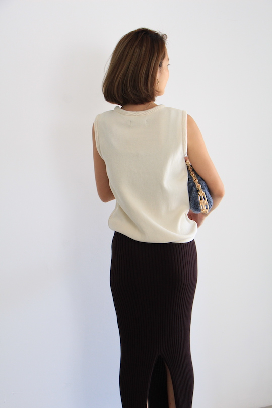 mila.vert knitted herringbone detail sleeveless top