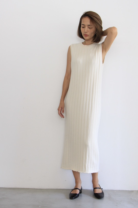 mila.vert knitted ribbed sleeveless dress