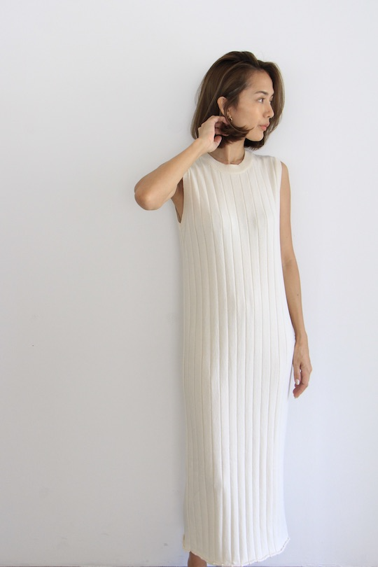 mila.vert knitted ribbed sleeveless dress