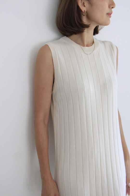 mila.vert knitted ribbed sleeveless dress