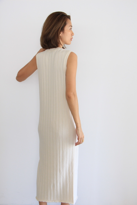 mila.vert knitted ribbed sleeveless dress