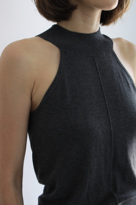 MY ESSENTIAL WARDROBE halter neck gray knit tops