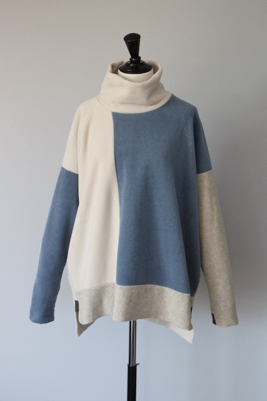 HENRITTEE STEFFENSEN block color fleece tops -blue-