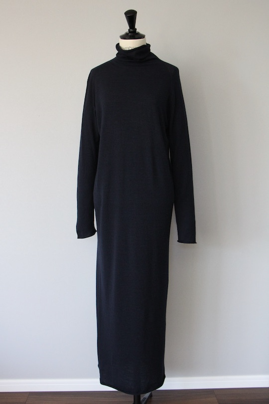 roberto collina wool turtle knit dress -navy-