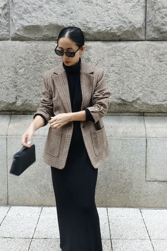 roberto collina wool turtle knit dress -black-