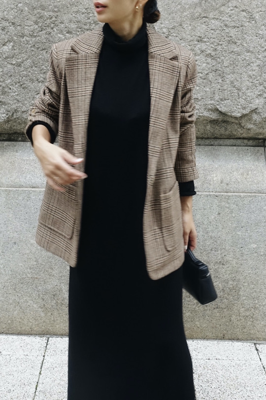roberto collina wool turtle knit dress -black-