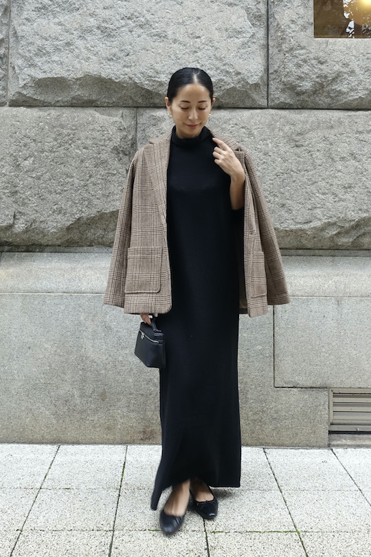 roberto collina wool turtle knit dress -black-