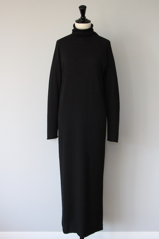 roberto collina wool turtle knit dress -black-