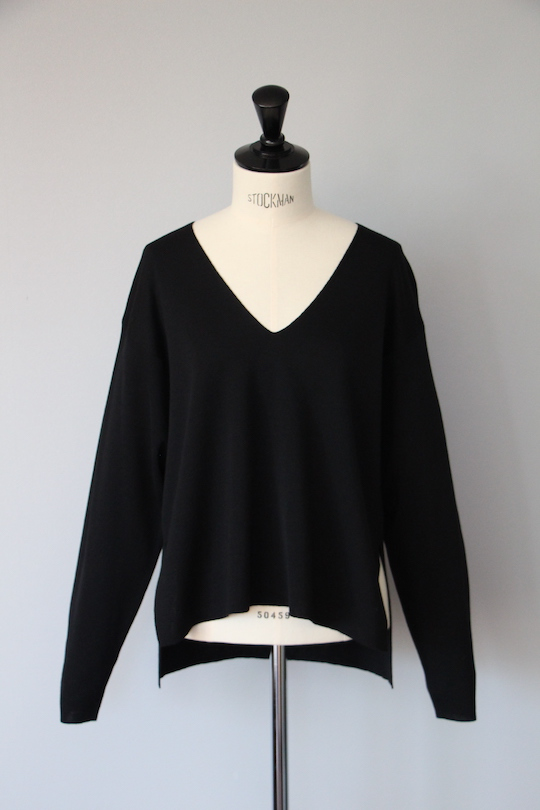 roberto collina merino wool V-neck knit -black-