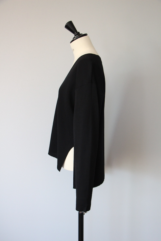 roberto collina merino wool V-neck knit -black-