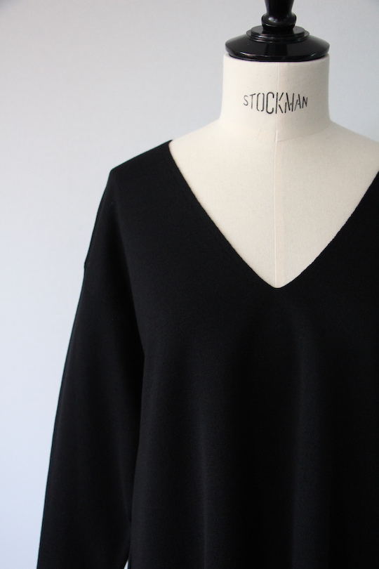 roberto collina merino wool V-neck knit -black-