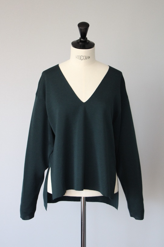 roberto collina merino wool V-neck knit -green-