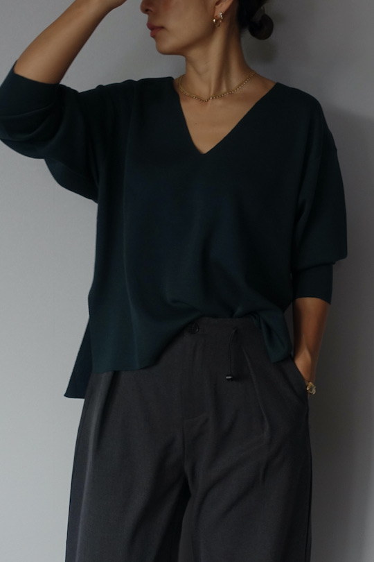 roberto collina merino wool V-neck knit -green-