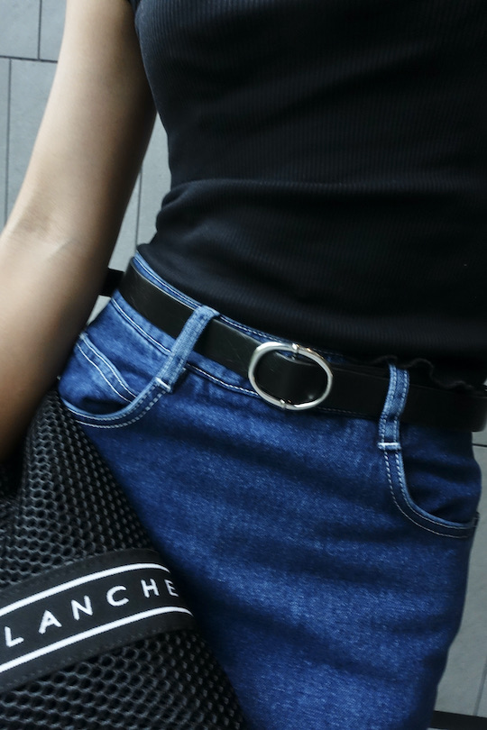 BLANCHE Olive leather belt