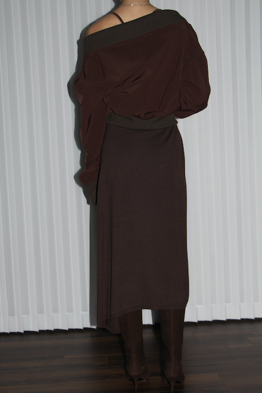 LIVIANA CONTI ASYMMETRY KNIT SKIRT