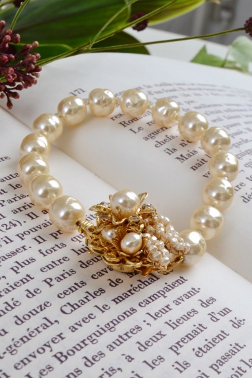 MIRIAM HASKLL gold flower×pearl bracelet