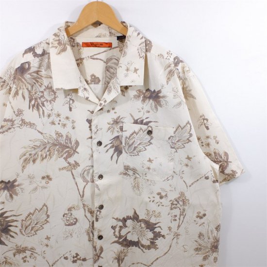 古着 大きいサイズ AXIS シルク混紡 半袖オープンカラーシャツ 開襟 