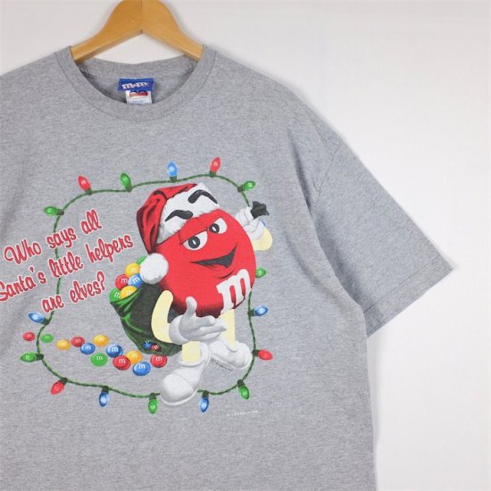 00's M&M's チョコレート 半袖プリントTシャツ メンズUS-XLサイズ 杢グレー クリスマス t-2221n -  大きいサイズのアメリカ古着専門店 Canopus(カノープス)