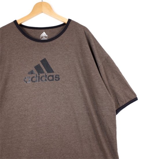 adidas アディダス ロゴプリント 半袖リンガーTシャツ メンズUS-2XL