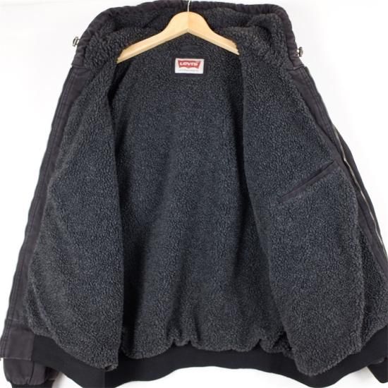 Levi's リーバイス ダック地 裏ボア フーデッドジャケット メンズUS-2XLサイズ ブラック jk-3067 -  大きいサイズのアメリカ古着専門店 Canopus(カノープス)
