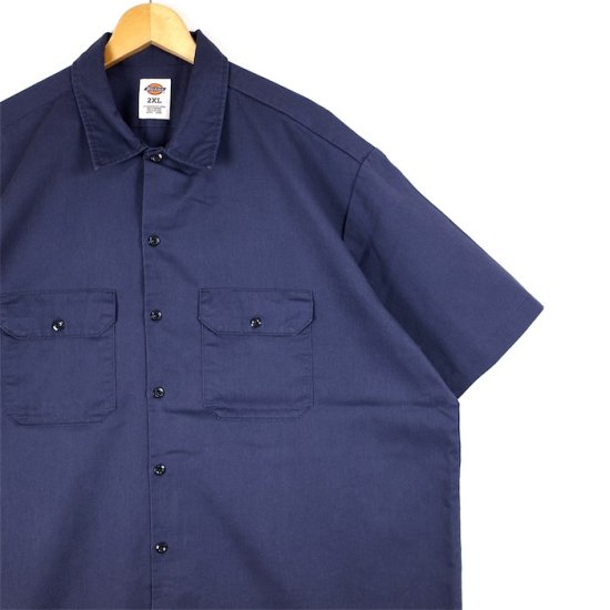 Dickies ディッキーズ 半袖ワークシャツ メンズUS-2XLサイズ ネイビーグレー ボックス裾 sh-4035n 大きいサイズのアメリカ古着専門店  Canopus(カノープス)