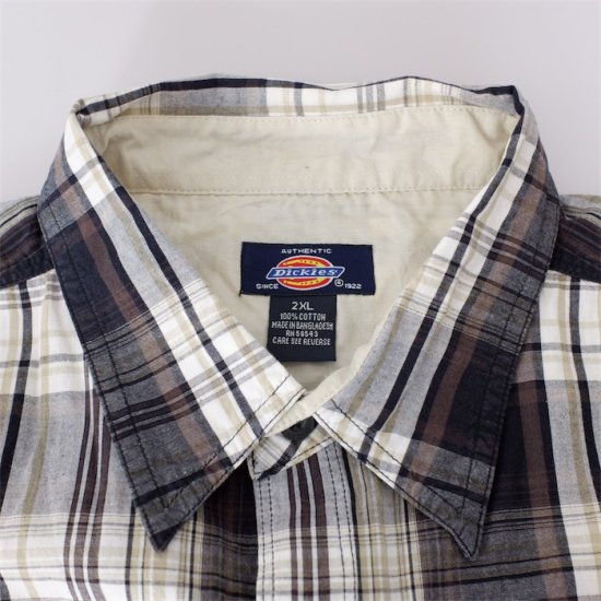 Dickies 半袖ボックスシャツ メンズUS-2XLサイズ チェック柄 ブラック