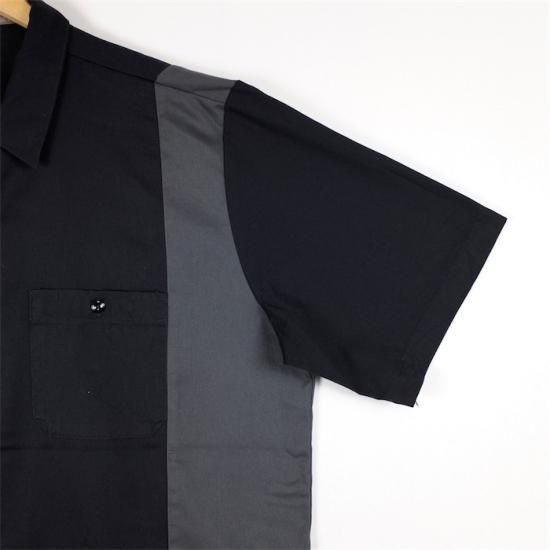 ディッキーズ ワークシャツ ロゴ 工具 2XL 黒 USA古着 半袖 シャツ Dickies ディッキーズ 半袖 ワークシャツ 企業ロゴ刺繍 メンズL