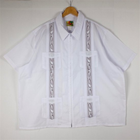 HABAND GUAYABERA ジップアップ半袖キューバシャツ 刺繍 