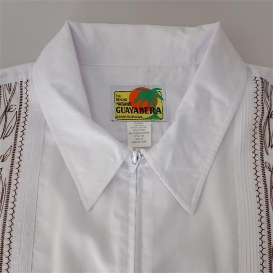 HABAND GUAYABERA ジップアップ半袖キューバシャツ 刺繍 メンズUS-3XLサイズ ホワイト sh-4162n -  大きいサイズのアメリカ古着専門店 Canopus(カノープス)