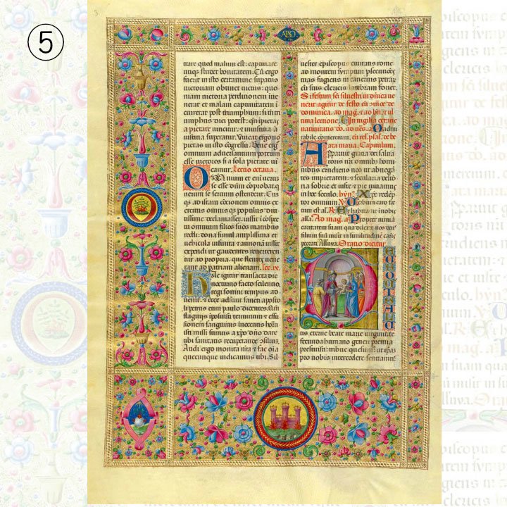 エルコレ・デステの日祷書 専用ケース付単ページ  絵柄5  装飾写本 イタリア文化財庁承認 詳細複製本 