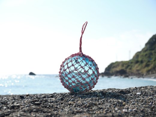 ビン玉編み【直径約30cmのガラス製浮き玉】| マリンオブジェの 