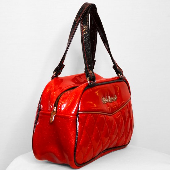 Psycho Apparel Kustom Bag Hand Bag Type La Fiesta Series in Glitter Red