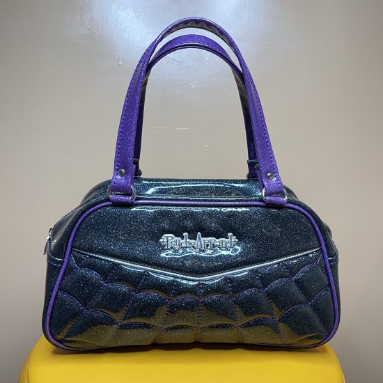 Psycho Apparel Kustom Bag Hand Bag Type Cobweb Series in Black n Purple A