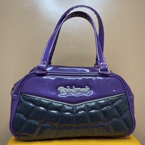 Psycho Apparel Kustom Bag Hand Bag Type Cobweb Series in Black n Purple B