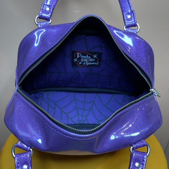 Psycho Apparel Kustom Bag Hand Bag Type Cobweb Series in Black n Purple B