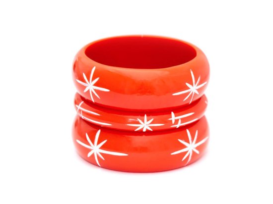 <img class='new_mark_img1' src='https://img.shop-pro.jp/img/new/icons1.gif' style='border:none;display:inline;margin:0px;padding:0px;width:auto;' />Los Flamingo Wide Carve Tangerine Starlight Bangle