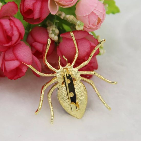 Miss Tosh Collection Spider Brooch Green/Blue