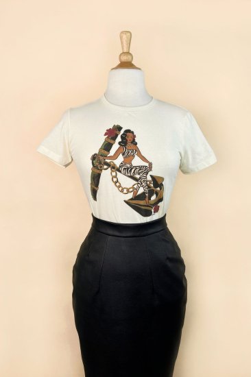 Mischief Made ANCHORS AWEIGH FITTED TEE IN IVORY