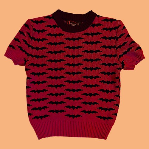 Psycho Apparel Bat Night Sweater Short Sleeve Type in Red