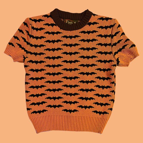 Psycho Apparel Bat Night Sweater Short Sleeve Type in Orange