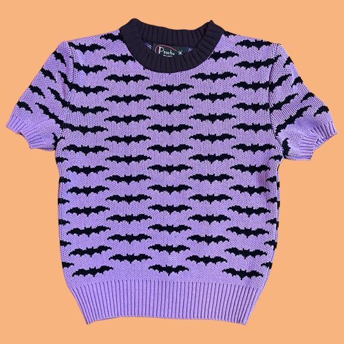 Psycho Apparel Bat Night Sweater Short Sleeve Type in Purple