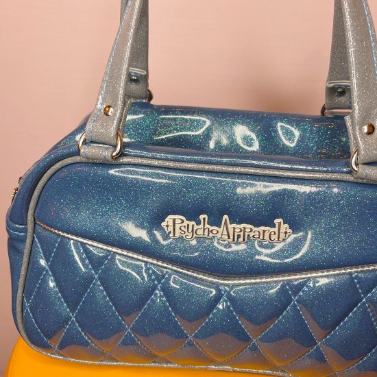 Psycho Apparel Kustom Bag Hand bag type Diamond Series in Glitter Blue n Silver
