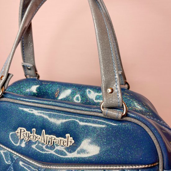 Psycho Apparel Kustom Bag Hand bag type Diamond Series in Glitter Blue n Silver