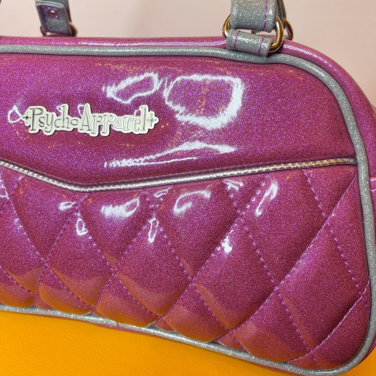 Psycho Apparel Kustom Bag Hand bag type Diamond Series in Glitter Pink n Silver