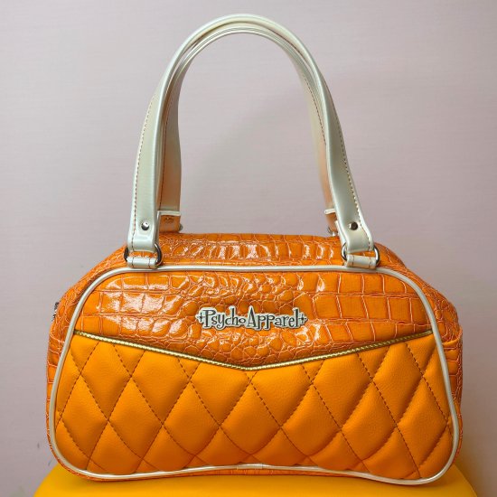 Psycho Apparel Kustom Bag Hand Bag type Crocodile Series in Diamond Orange