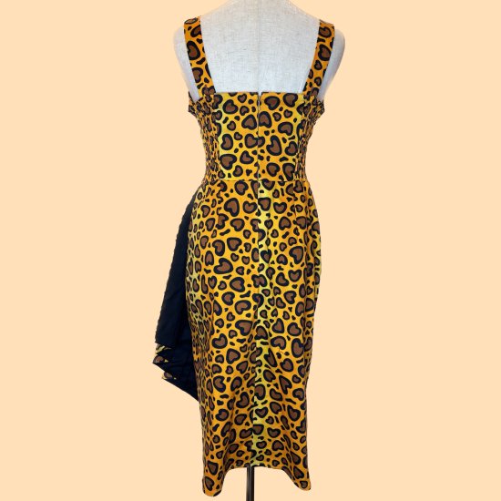 Psycho Apparel Dramatic Dress in Heartomic Leopard